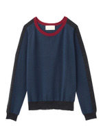 [L]ウール配色クルーネックニット/サンドベージュ(553)