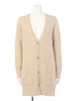 [新色追加]フェザーロングニットカーデ/ベージュ