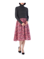 タートルニット切り替えミモレ丈ワンピース/ラズベリーピンク(173)