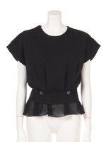 タックレイヤードボタンペプラムTOP/BLK