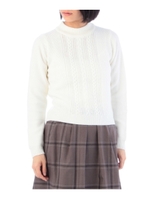 ハイネックケーブルニット/モスグリーン(024)