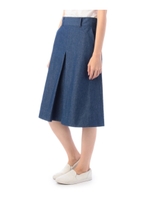 ベルテッドセンタープリーツデニムスカート/ブルー(092)