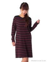 ミラノリブボーダーニットワンピース/Ivory