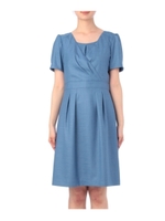 カシュクールデザイン半袖ワンピース/ベージュ(052)