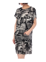 パッチワーク風ストライプワンピース/ダークグリーン(123)