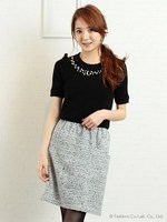 ピコリブビジューワンピース/ベージュ