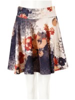 フラワーフレアミニスカート/ネイビー