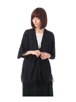 フリンジポンチョニットカーディガン/ネイビー(093)