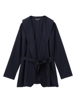 ボリューム衿リボンベルトカーディガン/サンドベージュ(053)