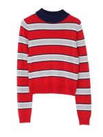 マルチボーダーハイネックニット/ネイビー