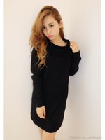 ミドルネックニットワンピース/O/WHT