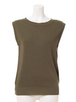 ミラノリブノースリトップス/白