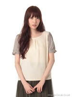 J袖口リボンプルオーバー/ネイビー柄