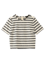 [L]ジャカードボーダーブラウス/ネイビー(393)