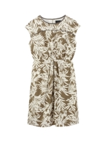 [L]リーフ柄フレンチスリーブワンピース/カーキ(627)