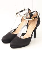 【LeChione】パールビジューセパレートパンプス/黒布