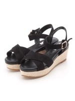 【REZOY】スエードクロスストラップジュート厚底フラットサンダル/キャメルスエード