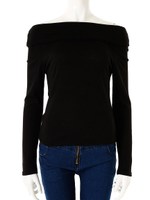 オフショルダーシンプルトップス/ブラック