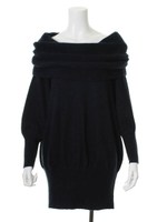 オフショルダーリブロングワンピース/ベージュ