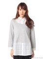 カットソー×シャツブロードチュニック/杢グレー