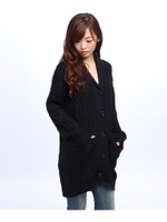 ケーブルショールロングカーディガン/ネイビー(093)