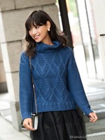 ケーブルニット/ブルー