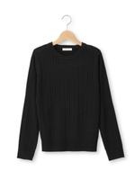 ケーブル編みニットトップス/ブラック(019)