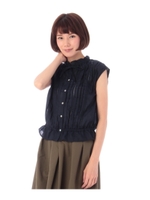 タックフリルブラウス/ホワイト(001)