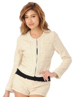 パール付ツイードジャケット/BEIGE