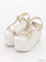 ファーベルクロサンダル/ブラック