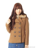 ファー付きＰコート/Camel