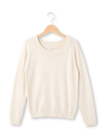 ボーダー編みクルーネックニット/アイボリー(004)