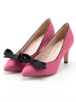 ローヒールリボンパンプス/ピンク