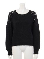 肩レースフェザープルオーバー/ブラック