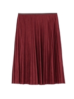 [L]スエード調プリーツスカート/ボルドー(064)