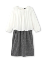 [L]ループツイード風ドッキングワンピース/ホワイト(502)