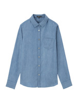 [L]ワンポケットレギュラーカラーシャツ/ブルー系(491)