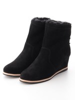 あったかインヒールショートブーツ/ブラックスエード
