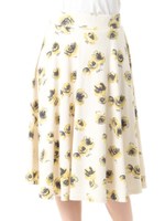 すきな丈スカートフラワー ミモレ/Ivory