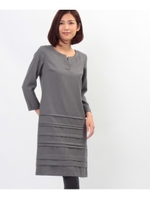 キーネックジョーゼットワンピース/ベージュ(052)