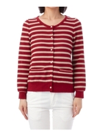 クルーネック七分袖カーディガン/レッド系(363)