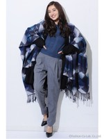 グラデーション幾何学ポンチョ/NAVY