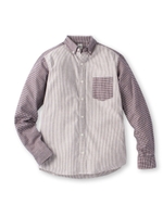 コンビネーションボタンダウンシャツ/ブルー系(394)