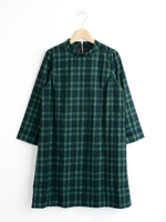 チェックハイネックワンピース/柄Ａ