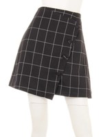 チェックラップスカート/ブラック