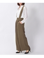 チェック柄サスペンダーワイドパンツ/ブラウン(242)