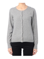 ハイゲージクルーネックニットカーディガン/グレー(012)