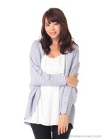 パールノースリ＆ケーブルニットカーデ/ラベンダー