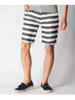 リネンデニムボーダーパンツ/ブルー系(394)