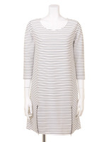 裾ファスナーボーダーワンピース/オフホワイト